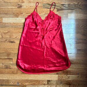Red slip lace dress